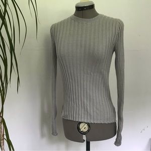 BANANA REPUBLIC Women’s Beautiful Light Gray 100% Wool Knit Sweater Size S